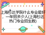 上海杉达学院什么专业最好，一年招多少人(上海杉达热门专业招生数)