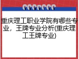 重庆理工职业学院有哪些专业，王牌专业分析(重庆理工王牌专业)