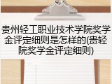 贵州轻工职业技术学院奖学金评定细则是怎样的(贵轻院奖学金评定细则)
