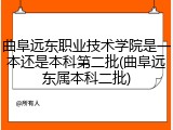 曲阜远东职业技术学院是一本还是本科第二批(曲阜远东属本科二批)