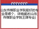 山东传媒职业学院最好的专业是哪个，详细阐述(山东传媒职业学院王牌专业)