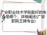 广安职业技术学院最好的专业是哪个，详细阐述(广安职院王牌专业)