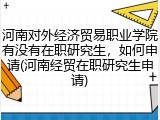 河南对外经济贸易职业学院有没有在职研究生，如何申请(河南经贸在职研究生申请)