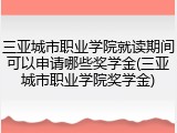 三亚城市职业学院就读期间可以申请哪些奖学金(三亚城市职业学院奖学金)