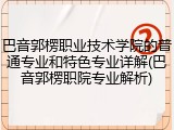 巴音郭楞职业技术学院的普通专业和特色专业详解(巴音郭楞职院专业解析)