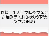 铁岭卫生职业学院奖学金评定细则是怎样的(铁岭卫院奖学金细则)