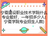 宁夏建设职业技术学院什么专业最好，一年招多少人(宁夏学院专业招生人数)