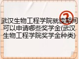 武汉生物工程学院就读期间可以申请哪些奖学金(武汉生物工程学院奖学金种类)