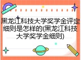 黑龙江科技大学奖学金评定细则是怎样的(黑龙江科技大学奖学金细则)