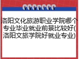 洛阳文化旅游职业学院哪个专业毕业就业前景比较好(洛阳文旅学院好就业专业)