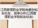 江西管理职业学院有哪些知名校友，简单分析(江西管理职业学院知名校友)