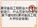 漯河食品工程职业大学的校史简介，什么历史与社会背景下建校的(漯河食品工程大学校史背景)