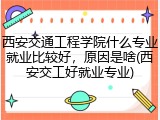 西安交通工程学院什么专业就业比较好，原因是啥(西安交工好就业专业)