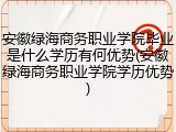 安徽绿海商务职业学院毕业是什么学历有何优势(安徽绿海商务职业学院学历优势)