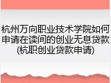杭州万向职业技术学院如何申请在读间的创业无息贷款(杭职创业贷款申请)