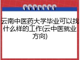 云南中医药大学毕业可以找什么样的工作(云中医就业方向)