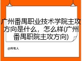 广州番禺职业技术学院主攻方向是什么，怎么样(广州番禺职院主攻方向)