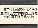 宁夏卫生健康职业技术学院主攻什么方向有哪些王牌专业(宁夏卫院王牌专业)