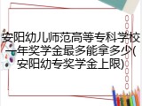 安阳幼儿师范高等专科学校一年奖学金最多能拿多少(安阳幼专奖学金上限)