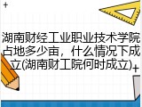 湖南财经工业职业技术学院占地多少亩，什么情况下成立(湖南财工院何时成立)