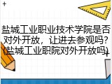 盐城工业职业技术学院是否对外开放，让进去参观吗？(盐城工业职院对外开放吗)