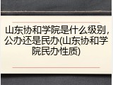 山东协和学院是什么级别，公办还是民办(山东协和学院民办性质)