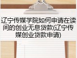 辽宁传媒学院如何申请在读间的创业无息贷款(辽宁传媒创业贷款申请)