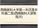 西南医科大学是一本还是本科第二批(西南医科大录取批次)