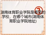 湖南体育职业学院是哪里的学校，在哪个城市(湖南体育职业学院地址)
