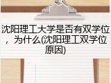沈阳理工大学是否有双学位，为什么(沈阳理工双学位原因)