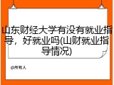 山东财经大学有没有就业指导，好就业吗(山财就业指导情况)