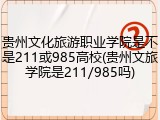 贵州文化旅游职业学院是不是211或985高校(贵州文旅学院是211/985吗)