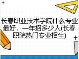 长春职业技术学院什么专业最好，一年招多少人(长春职院热门专业招生)