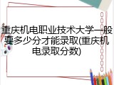 重庆机电职业技术大学一般要多少分才能录取(重庆机电录取分数)