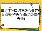 黑龙江外国语学院专业开设有哪些,特色在哪(龙外特色专业)