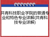 共青科技职业学院的普通专业和特色专业详解(共青科技专业详解)