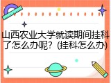 山西农业大学就读期间挂科了怎么办呢？(挂科怎么办)