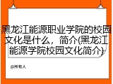 黑龙江能源职业学院的校园文化是什么，简介(黑龙江能源学院校园文化简介)