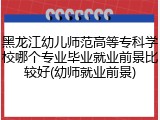 黑龙江幼儿师范高等专科学校哪个专业毕业就业前景比较好(幼师就业前景)