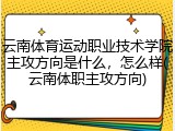 云南体育运动职业技术学院主攻方向是什么，怎么样(云南体职主攻方向)