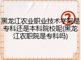黑龙江农业职业技术学院是专科还是本科院校呢(黑龙江农职院是专科吗)