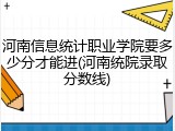 河南信息统计职业学院要多少分才能进(河南统院录取分数线)