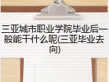 三亚城市职业学院毕业后一般能干什么呢(三亚毕业去向)