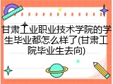 甘肃工业职业技术学院的学生毕业都怎么样了(甘肃工院毕业生去向)