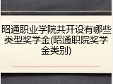 昭通职业学院共开设有哪些类型奖学金(昭通职院奖学金类别)