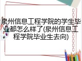 泉州信息工程学院的学生毕业都怎么样了(泉州信息工程学院毕业生去向)