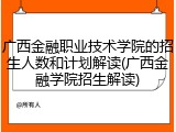 广西金融职业技术学院的招生人数和计划解读(广西金融学院招生解读)