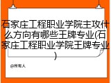 石家庄工程职业学院主攻什么方向有哪些王牌专业(石家庄工程职业学院王牌专业)