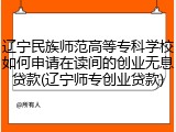 辽宁民族师范高等专科学校如何申请在读间的创业无息贷款(辽宁师专创业贷款)
