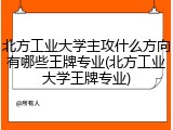 北方工业大学主攻什么方向有哪些王牌专业(北方工业大学王牌专业)